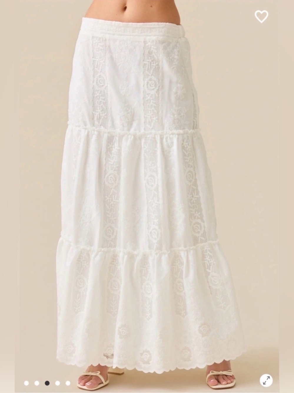 Altar'd State White Tiered Lace Maxi Skirt